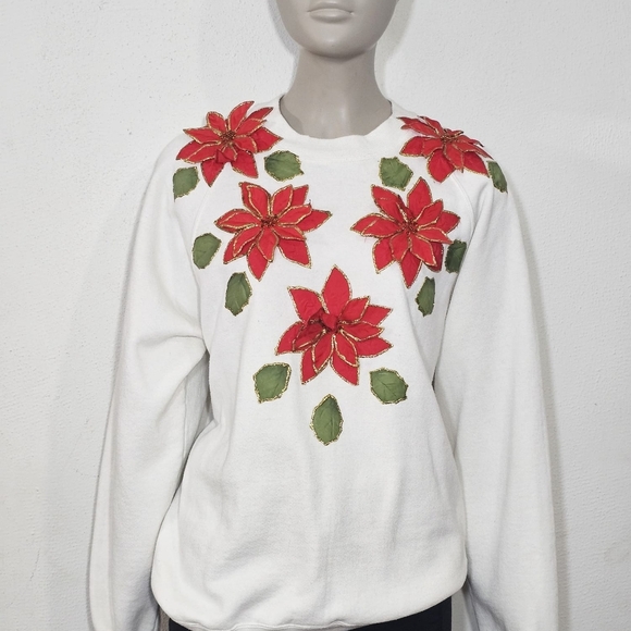 Jerzees White Sweatshirt with Red and Blue Accents - Picture 2 of 14